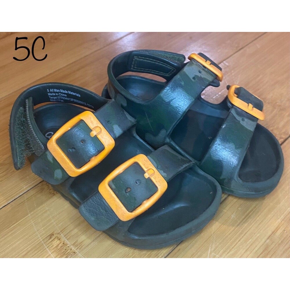 Cat & Jack Toddler Boys Camo Double Buckle Sandals Green Camouflage Size 5C